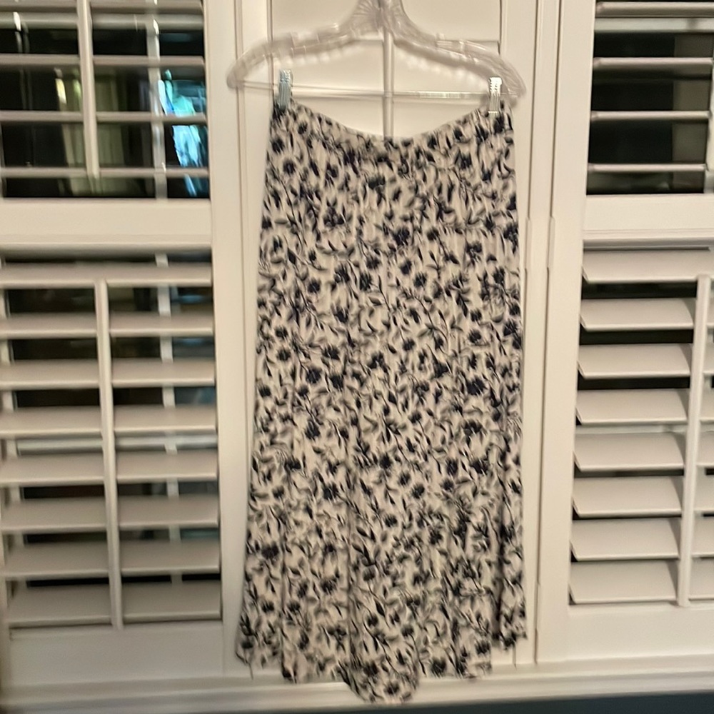 Navy and white floral tiered skirt
